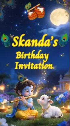 Krishna Theme Birthday Invitation Video | Custom E-Invite | DBI-16