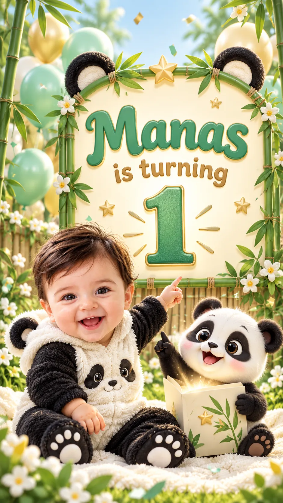 Personalised Panda Theme Birthday Invitation Video Alternate