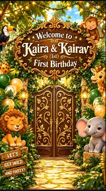Double the Roar Jungle Theme Twins Birthday Invitation Video