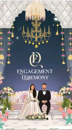 Indian Ring Ceremony Invitation Video | Dark Floral Night Sky Theme | DBI 06 Alternate